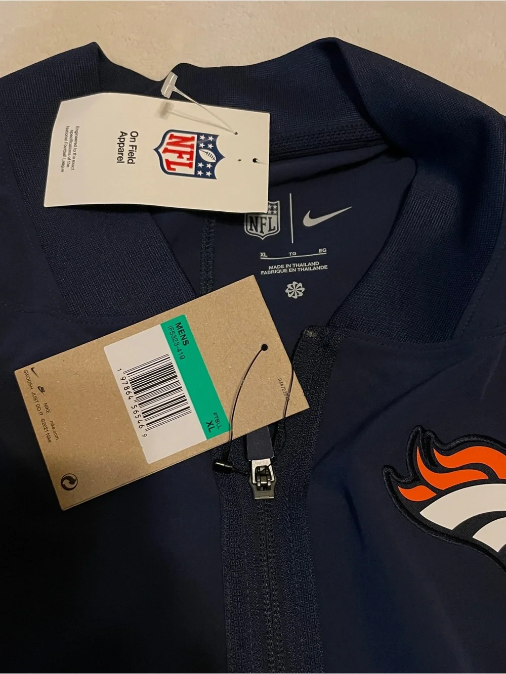 NWT NFL Denver Broncos Nike Sideline Dri-FIT Half-Zip Pullover - Navy Sz XL